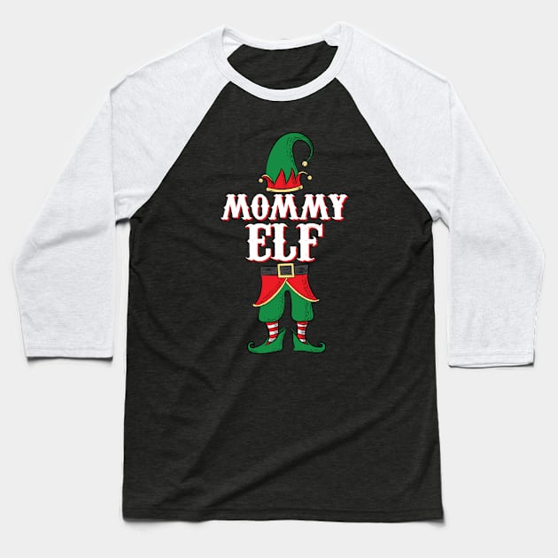 Womens Mommy Elf - His and Her Elf Costume graphic Baseball T-Shirt by Vector Deluxe